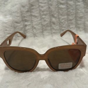 NWT Golden Hour 100% UV Protection Tan Sun Glasses with Goldtone embellished.